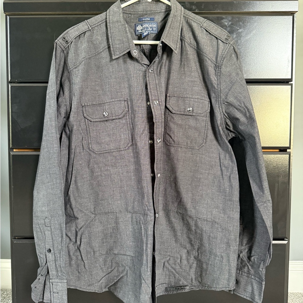 American Rag Men's Long Sleeve Gray Button-Up Shirt size XL